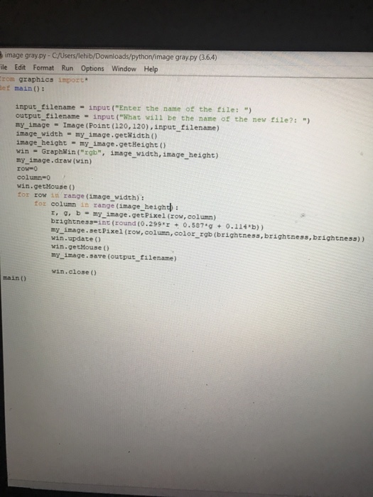 Solved Why won't my code turn an image to grayscale in | Chegg.com