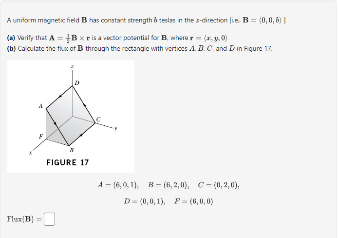 Solved A uniform magnetic field B has constant strength b | Chegg.com