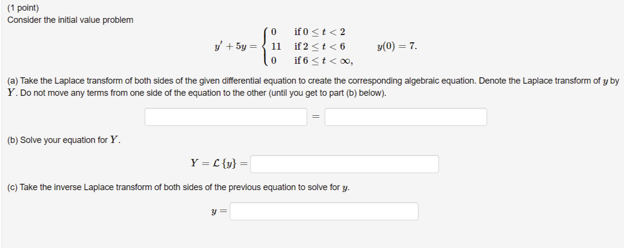 Solved (1 point) Consider the initial value problem | Chegg.com
