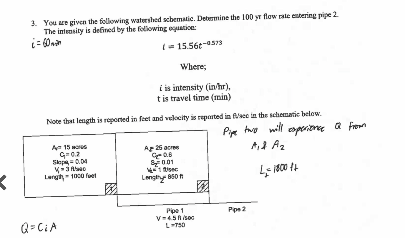 Solved 3. You Are Given The Following Watershed Schematic. | Chegg.com