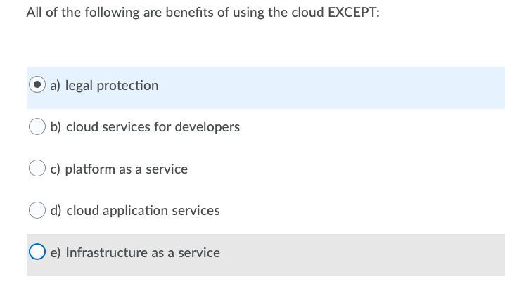 Solved All Of The Following Are Benefits Of Using The Cloud | Chegg.com