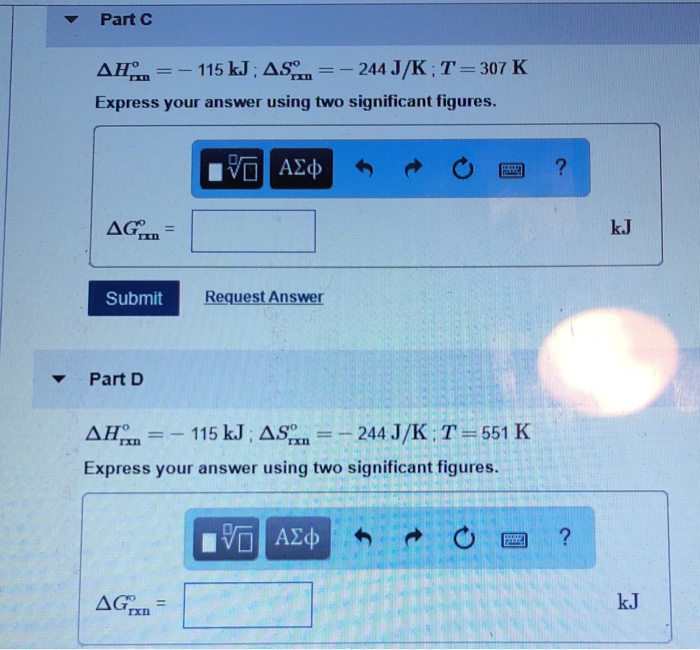 Solved Calculate the change in Gibbs free energy for each of | Chegg.com