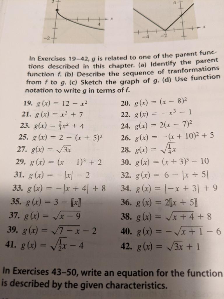 Solved . Use the graph of f(x) = x2 to write an equation for | Chegg.com