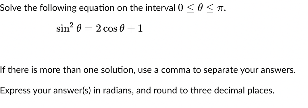 Solved Solve the following equation on the interval \\( 0 | Chegg.com