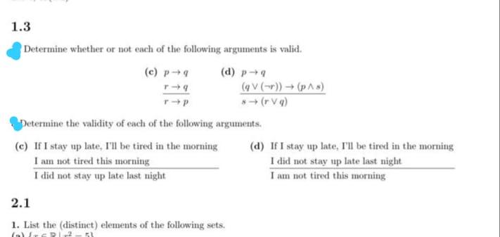 Solved 1.3 Determine whether or not each of the following | Chegg.com