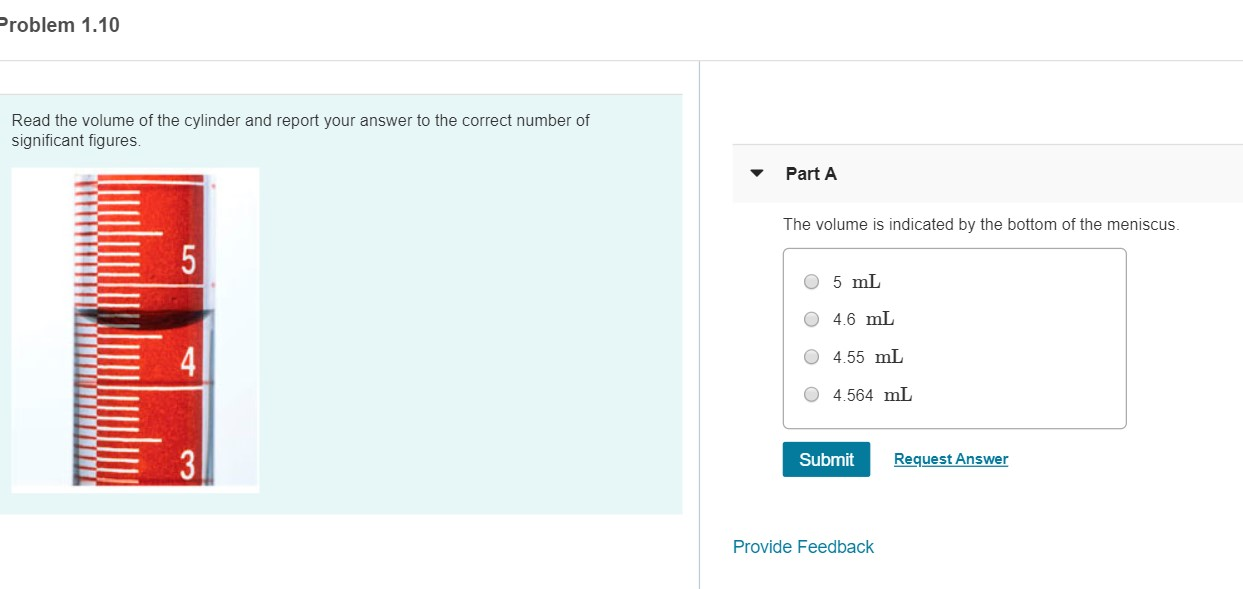 Solved Problem 1.10 Read the volume of the cylinder and | Chegg.com