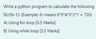 Solved Write a python program to calculate the following | Chegg.com