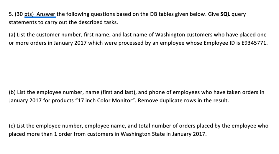 Solved 5. (30 pts) Answer the following questions based on | Chegg.com
