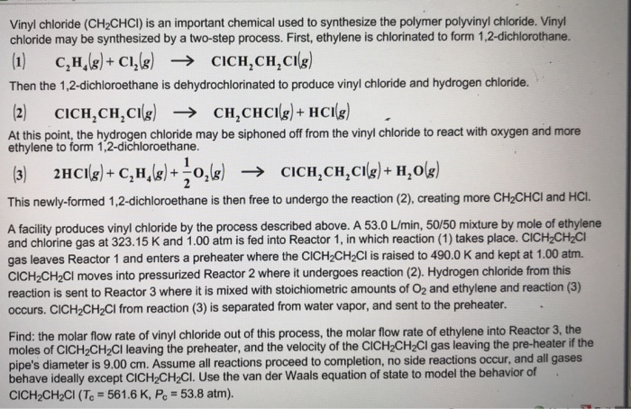Vinyl chloride (CH2CHCl) is an important chemical | Chegg.com