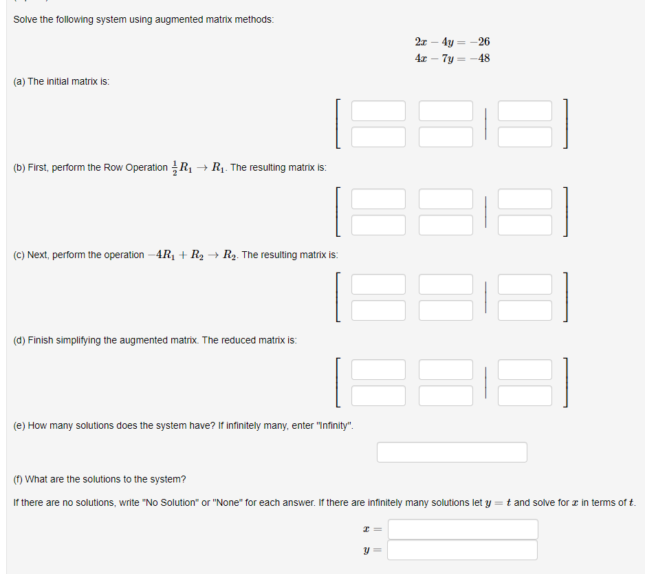 Solved Solve the following system using augmented matrix | Chegg.com