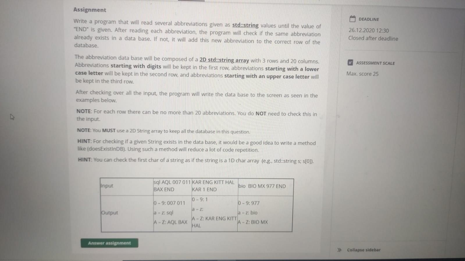 Solved DEADLINE Assignment Write a program that will read | Chegg.com