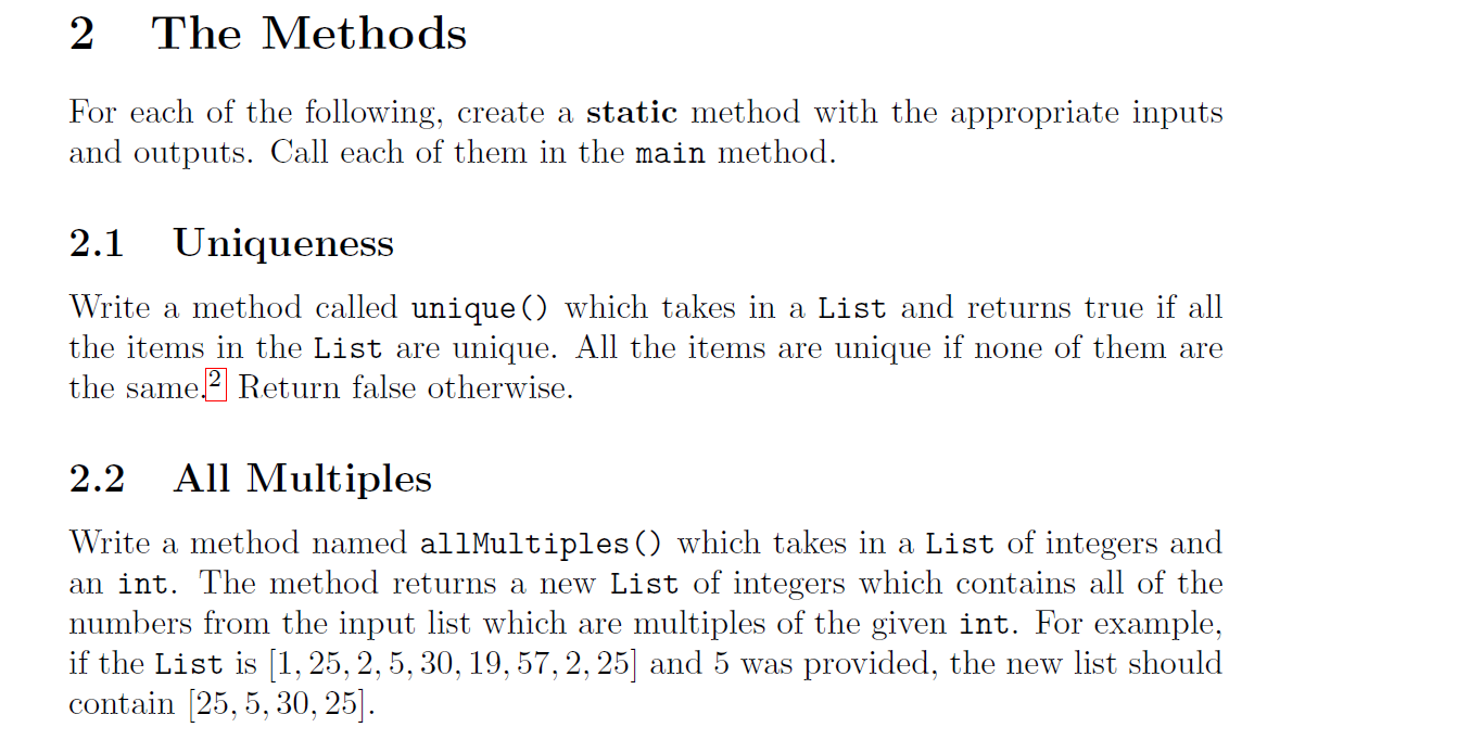 Solved 2 The Methods For Each Of The Following, Create A | Chegg.com