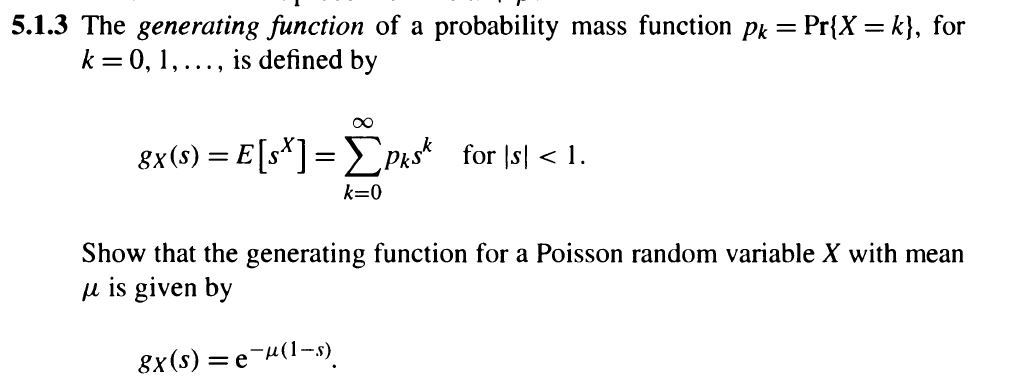 Solved 1.3 The Generating Function Of A Probability Mass | Chegg.com