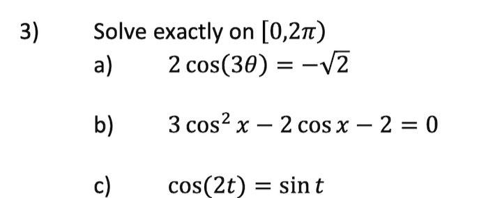 cos 2x 3 cos x 2 0