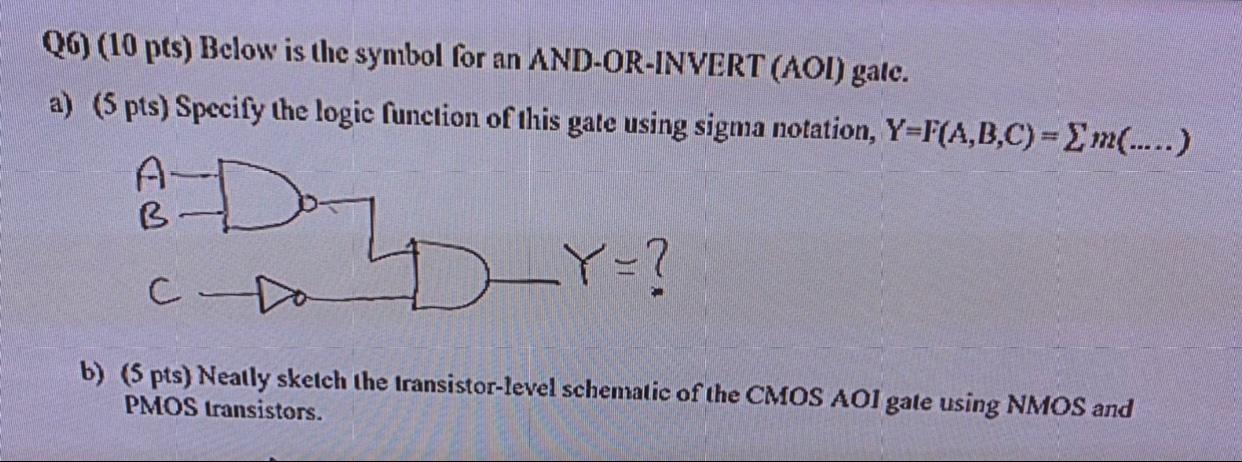 Solved Q6) (10 pts) Below is the symbol for an AND-OR-INVERT | Chegg.com