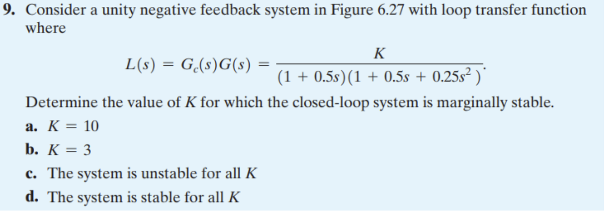 Solved Consider a unity negative feedback system in ﻿Figure | Chegg.com