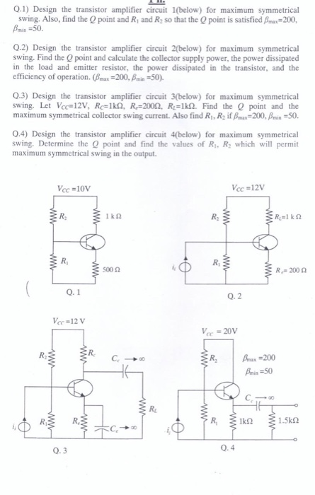 0.1) Design the transistor amplifier circuit 1(below) Circuit Diagram