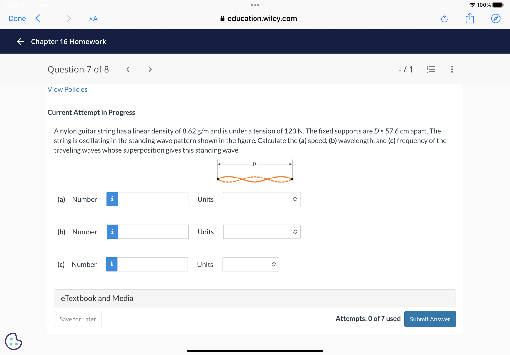 Solved A nylon guitar string has a linear density of 8.62