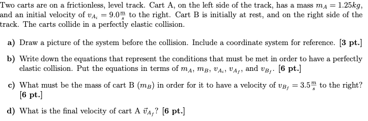 Solved a Two carts are on a frictionless, level track. Cart | Chegg.com