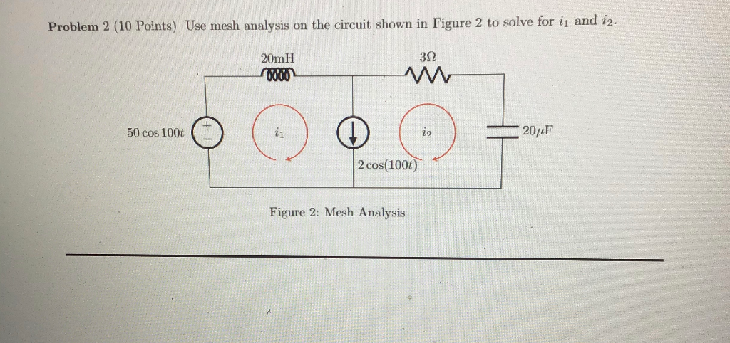 Solved Problem 2 (10 Points) Use mesh analysis on the | Chegg.com