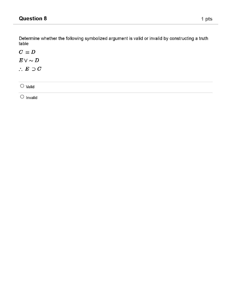 Solved Question 5 1 pts Use truth tables to determine | Chegg.com