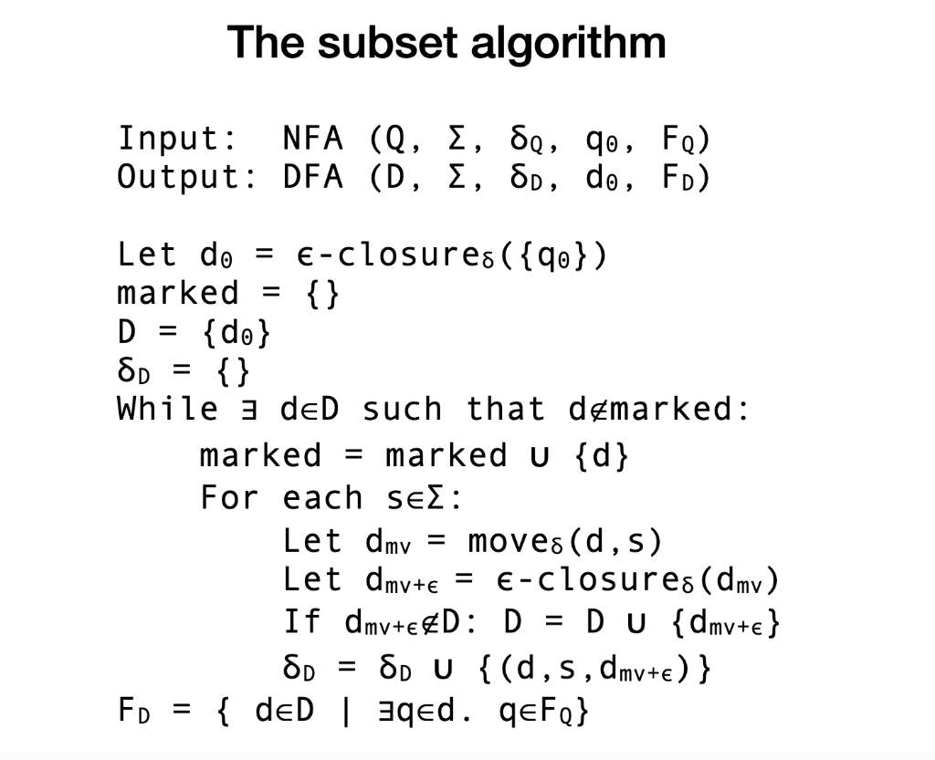Translate the following pseudocode for the subset | Chegg.com