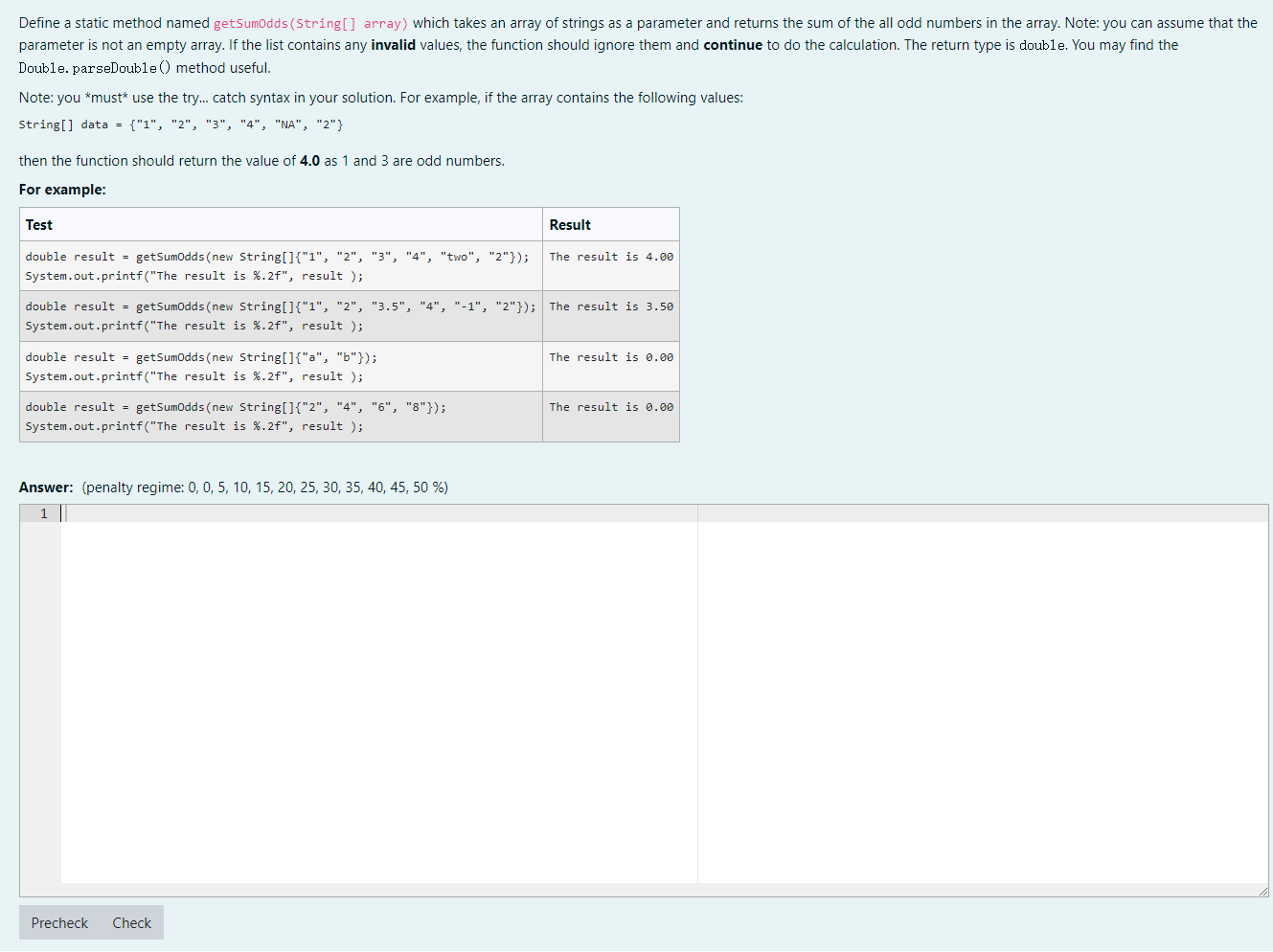 Solved Define a static method named getSumOdds (String[] | Chegg.com