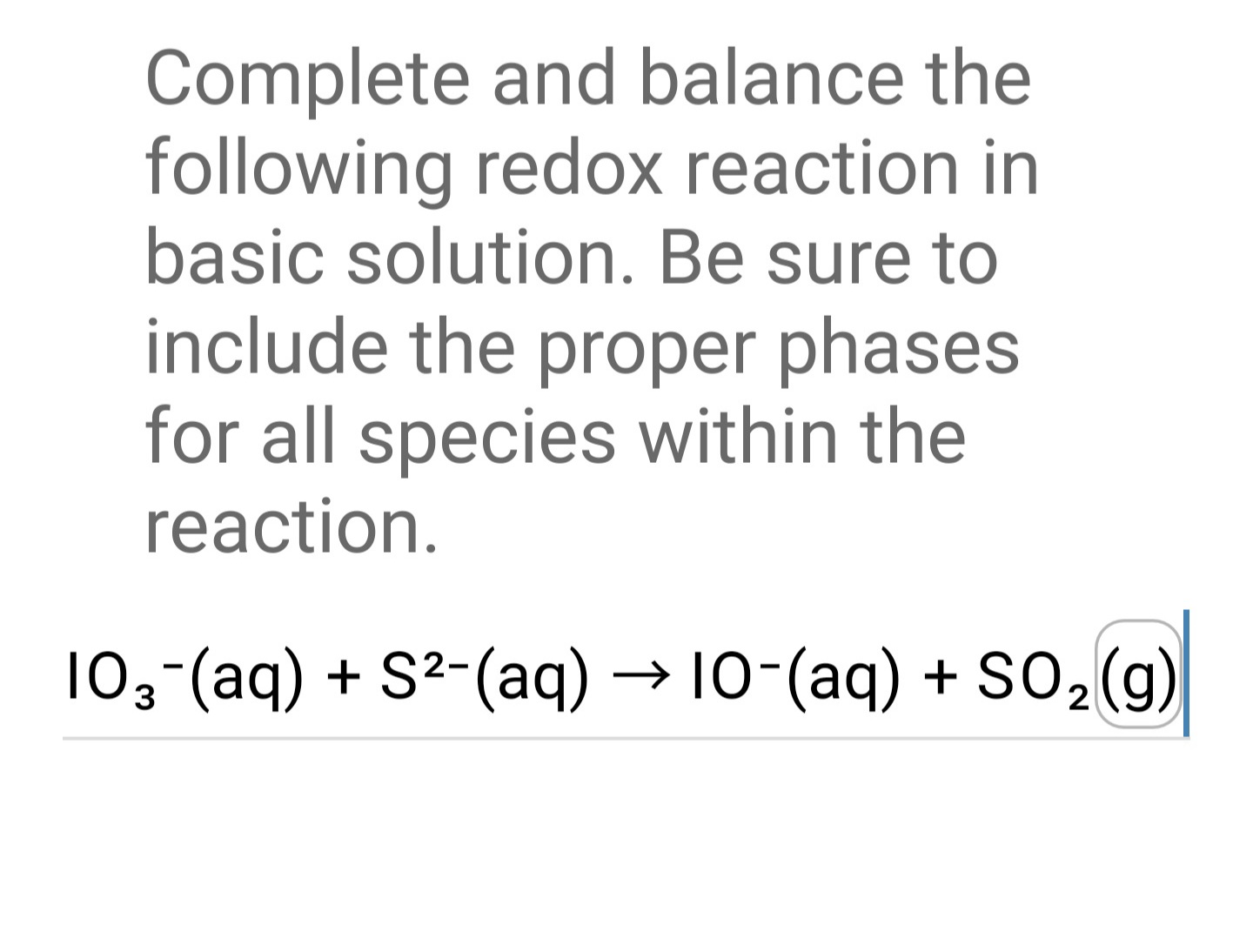 Solved Complete And Balance The Following Redox Reaction In 8909