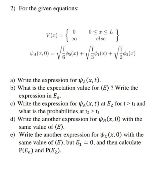 Solved 2 For The Given Equations V Z E O Se V 0 Chegg Com