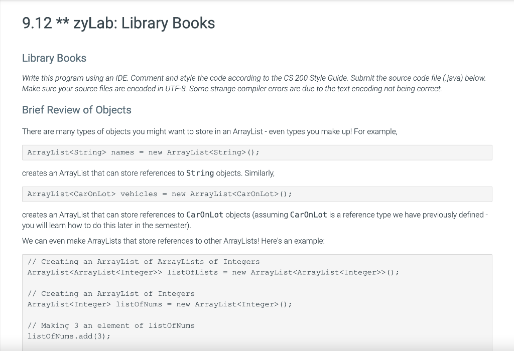 // Creating an ArrayList of Integers ArrayList> | Chegg.com