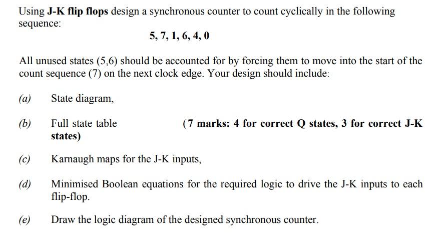 Solved Using J-K flip flops design a synchronous counter to | Chegg.com