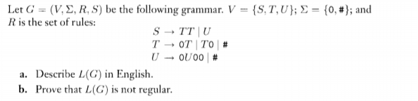 Solved Let C V R S Following Grammar V S T U E 0 R Set Rules Stt U T 0t U Ou00 Describe L G Engli Q