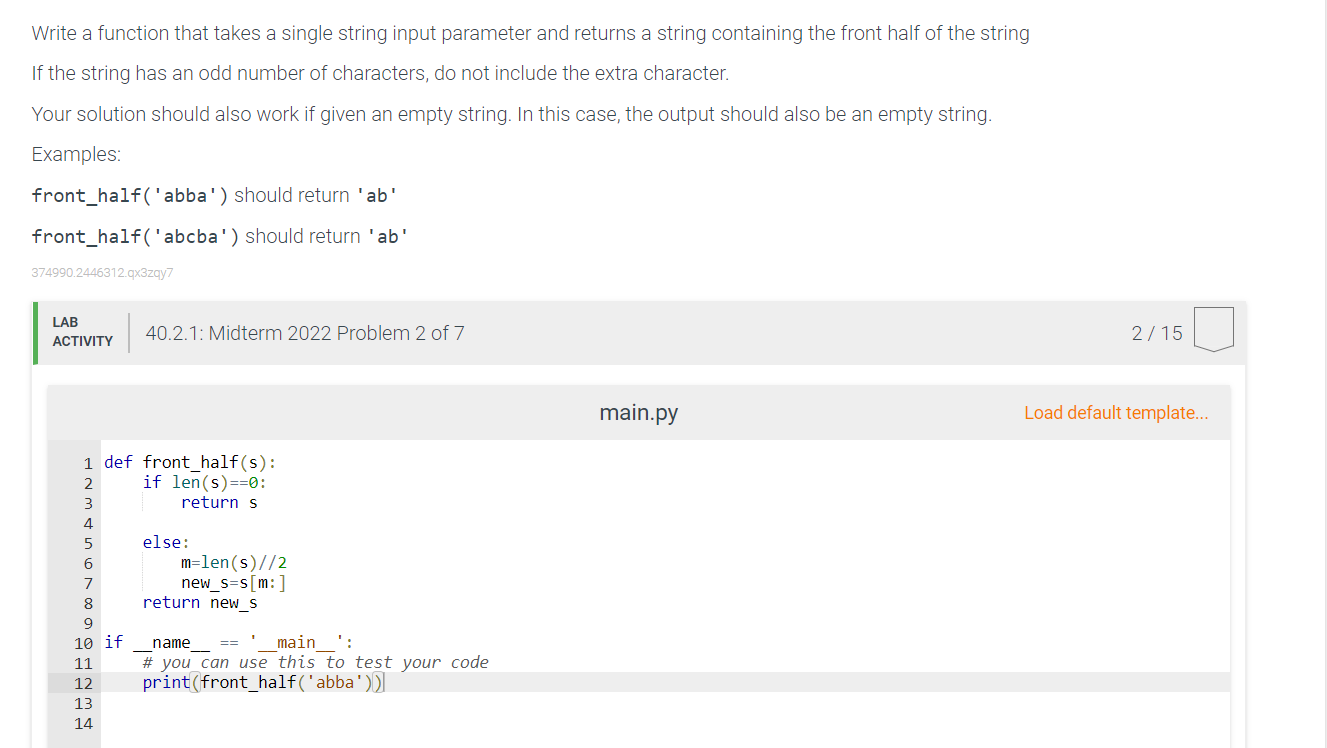 Solved Write a function that takes a single string input | Chegg.com