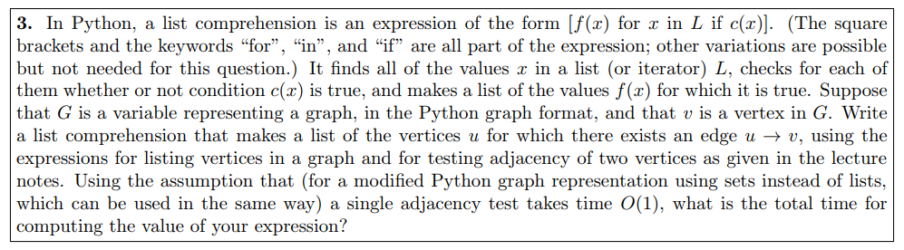 3. In Python, a list comprehension is an expression | Chegg.com