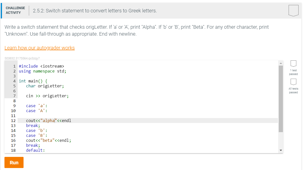 Write a switch statement that checks origLetter. If | Chegg.com