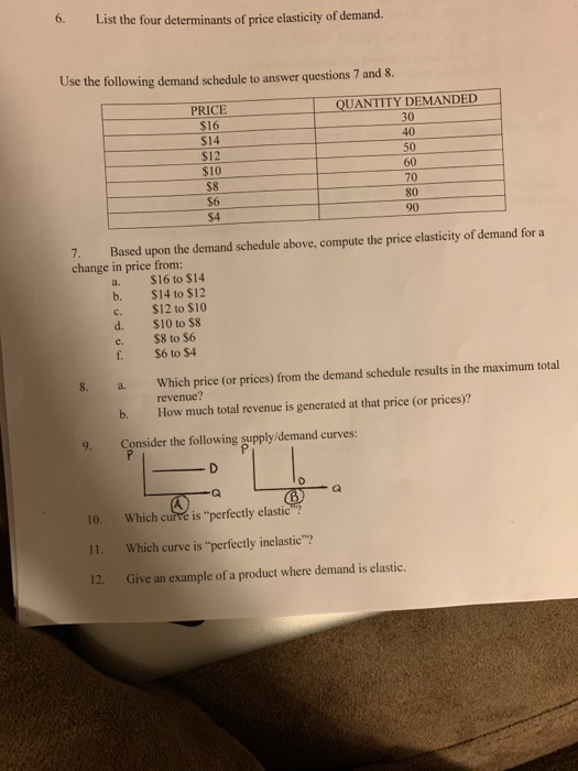 Solved 6. List the four determinants of price elasticity of | Chegg.com