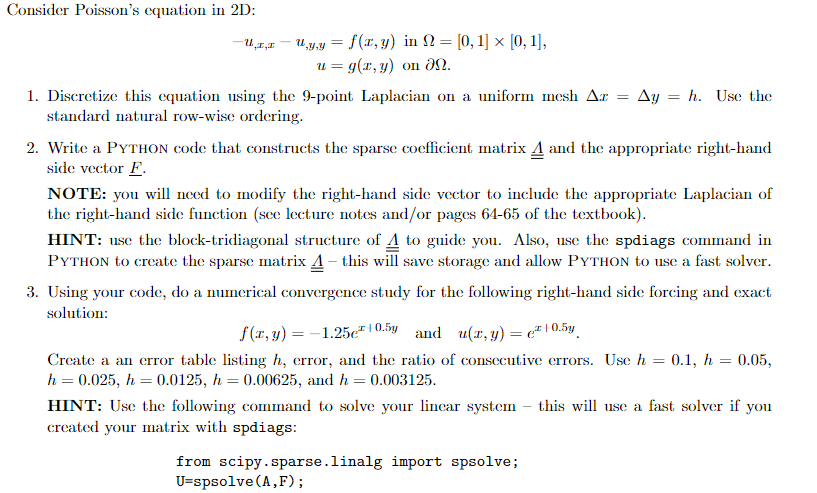 Solved Consider Poisson's Equation In 2D: | Chegg.com