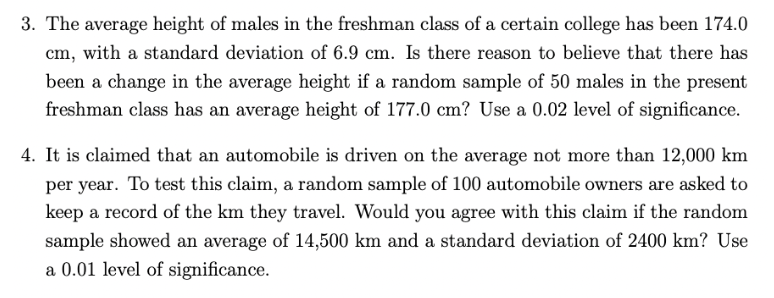 Average Freshman Math Solved The average height of males in the freshman class of | Chegg.com