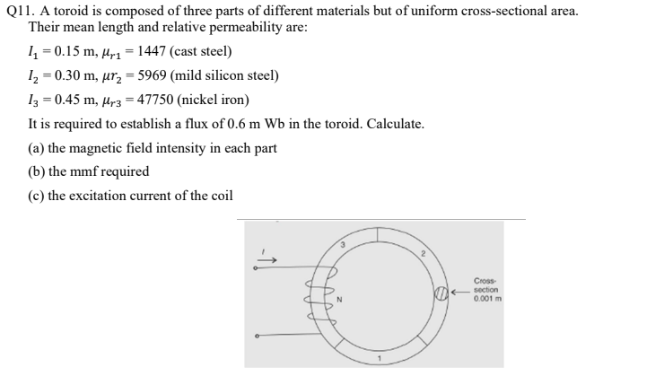 Solved 11. A toroid is composed of three parts of different | Chegg.com