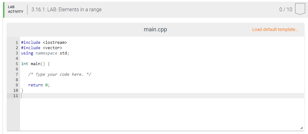 Solved 3.16 LAB: Elements in a range Write a program that | Chegg.com