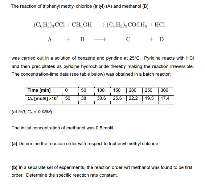 Solved The reaction of triphenyl methyl chloride (trityl) | Chegg.com