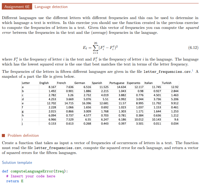 Assignment 6 Language detection Different languages | Chegg.com