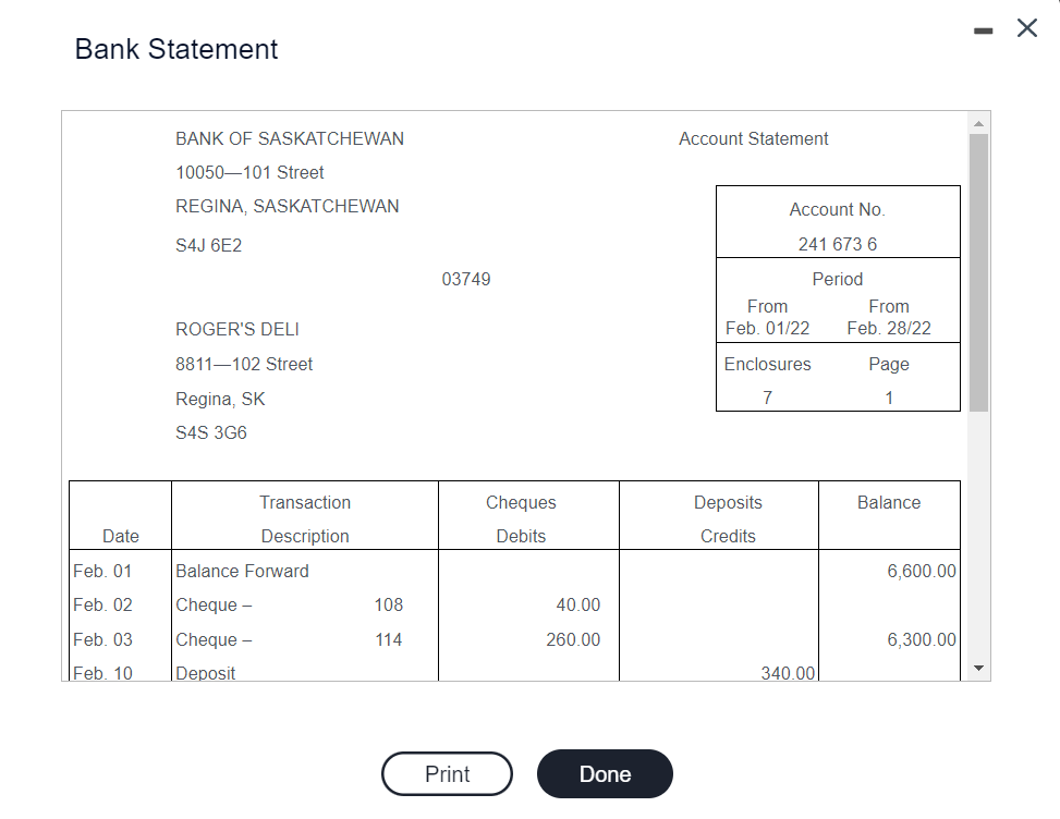 Solved From the items and the following bank statement, | Chegg.com