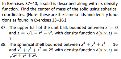 Solved In Exercises 37-40, A Solid Is Described Along With | Chegg.com