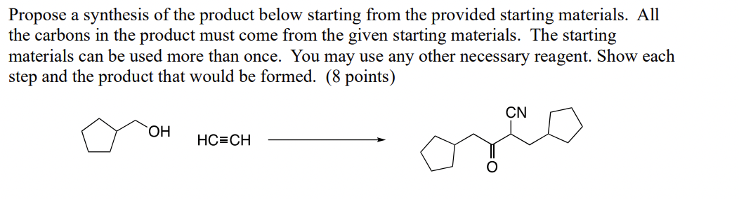 Solved Propose a synthesis of the product below starting | Chegg.com