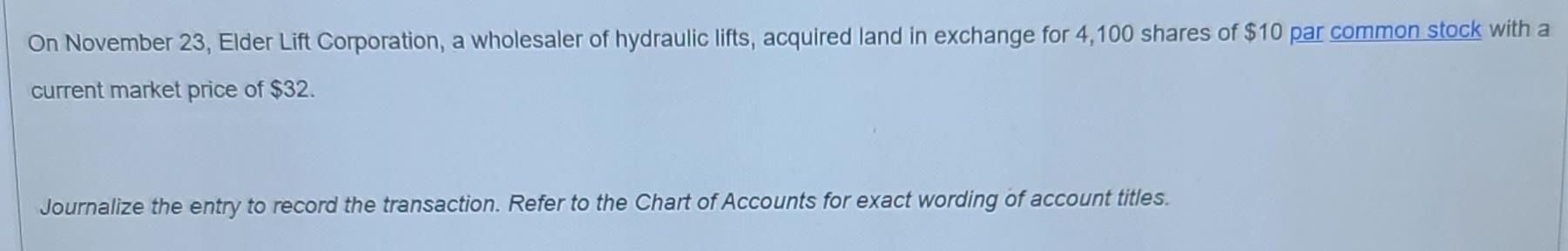Solved On November 23, Elder Lift Corporation, a wholesaler | Chegg.com