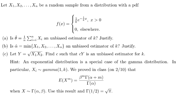 Solved Let X1x2xn Be A Random Sample From A Distribution