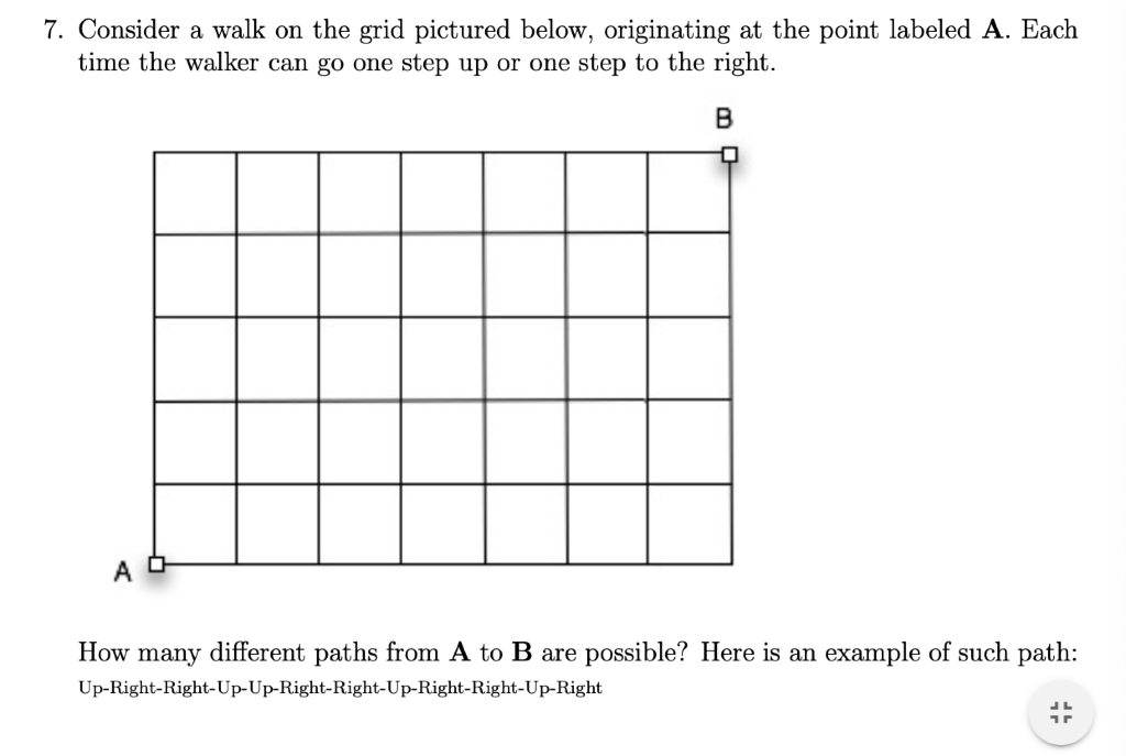 Grid Walk Path Recursion Solved 7. Consider a walk on the grid pictured below, | Chegg.com