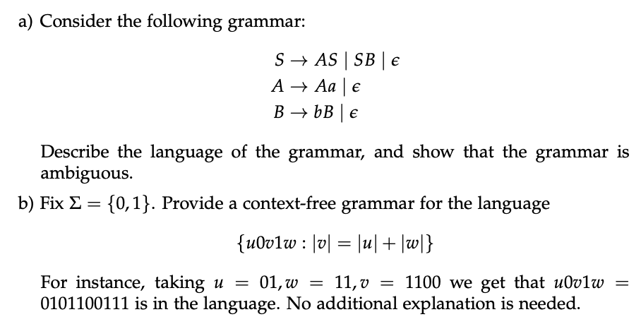 Solved A) Consider The Following Grammar: | Chegg.com