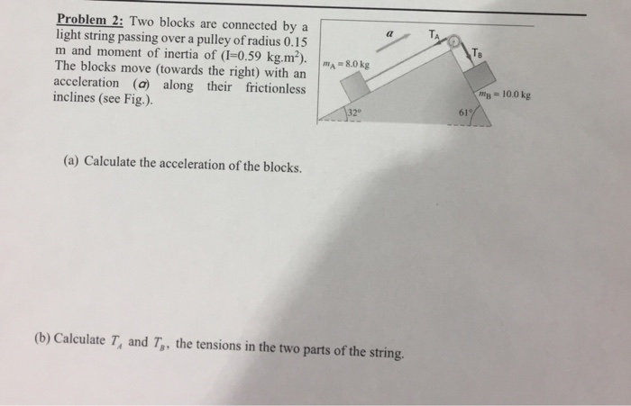 Solved Problem 2: Two blocks are connected by a light string | Chegg.com